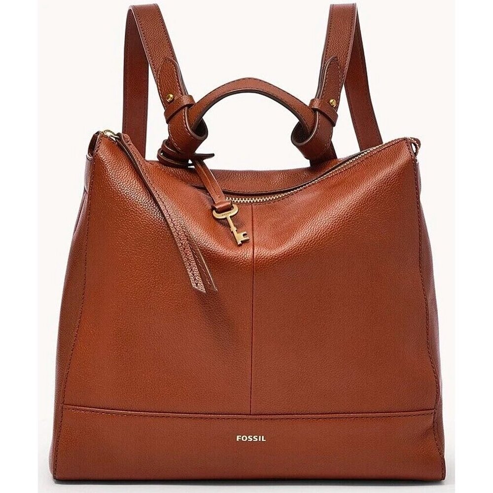 S Fossil Elina Brown Leather Convertible Backpack SHB2979210 NWT $250
